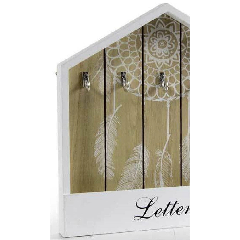Trade Shop - Portachiavi Lettere Appendino Legno Cassetta 27x3x30cm Indian Shabby Chic 765858 -