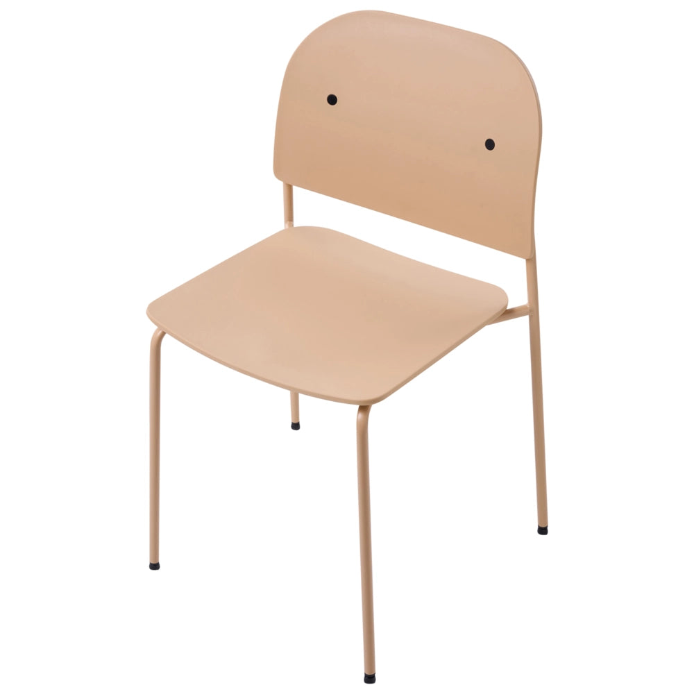 Set di 2 sedie da pranzo con seduta in materiale sintetico beige e struttura in metallo, in stile minimalista scandinavo, per la zona pranzo della cucina