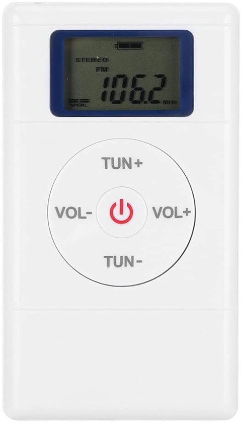 Radio FM Portatile - Alta Sensibilità - Schermo LCD - Altoparlante con Cuffia - Cinturino Portatile - Azionato da 2 Batterie AAA - Radio Portatile