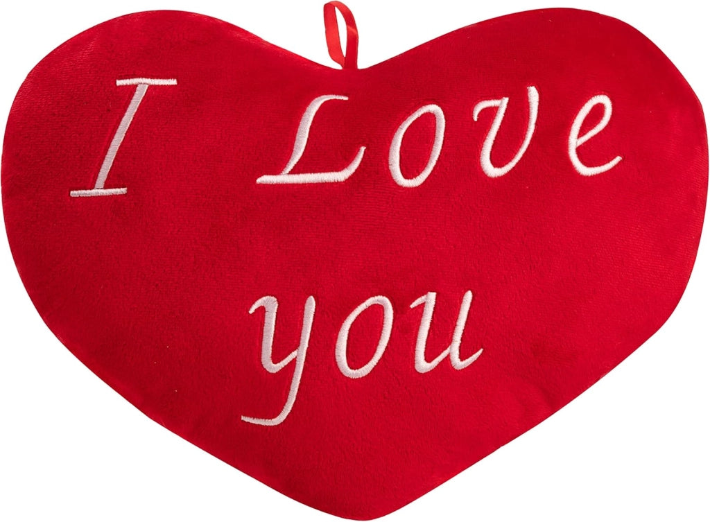 Cuscino a Cuore Morbido Scritta Ricamata I Love You 32 cm Cuore di Peluche Regalo Festa degli innamorati Amore
