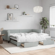 Divano Letto Estraibile Cassetti Grigio Chiaro 100x200 Velluto