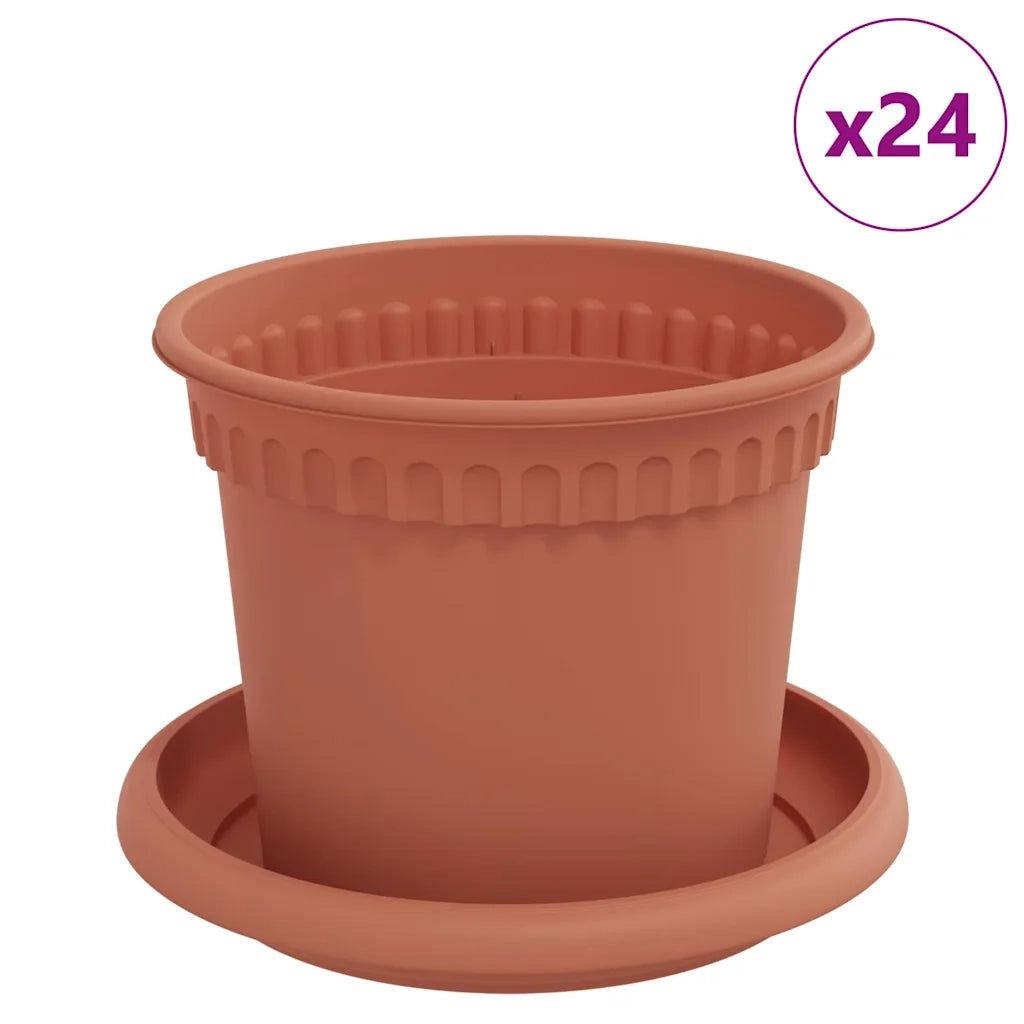 Fioriere | Cassetta per fiori | Vasi per Piante 24 pz Rosso Mattone ? 12,5 x 10 cm Plastica