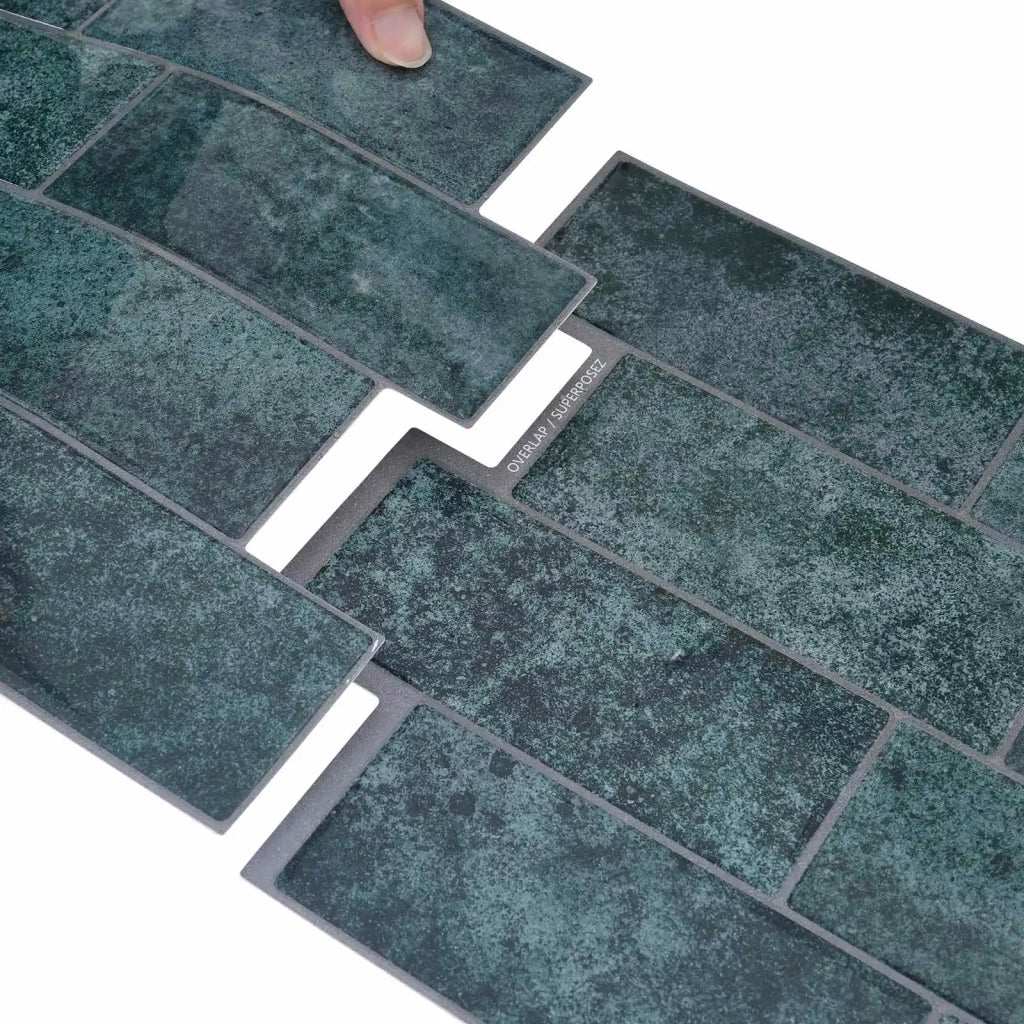 Piastrella subway 50 pcs Blu Verde 29 x 21 cm Poliuretano e PET 42046146