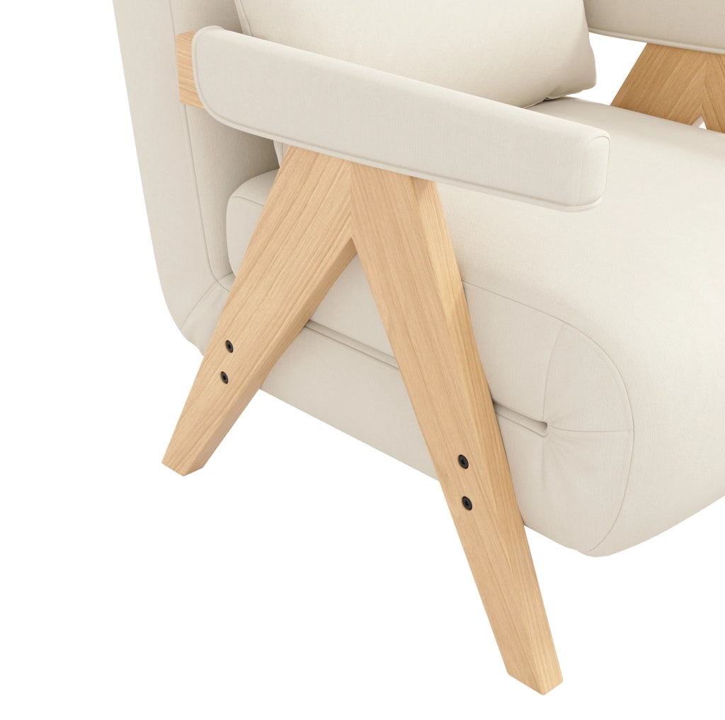 Poltrona letto trasformabile 3 in 1 beige con schienale regolabile e cuscino per il relax