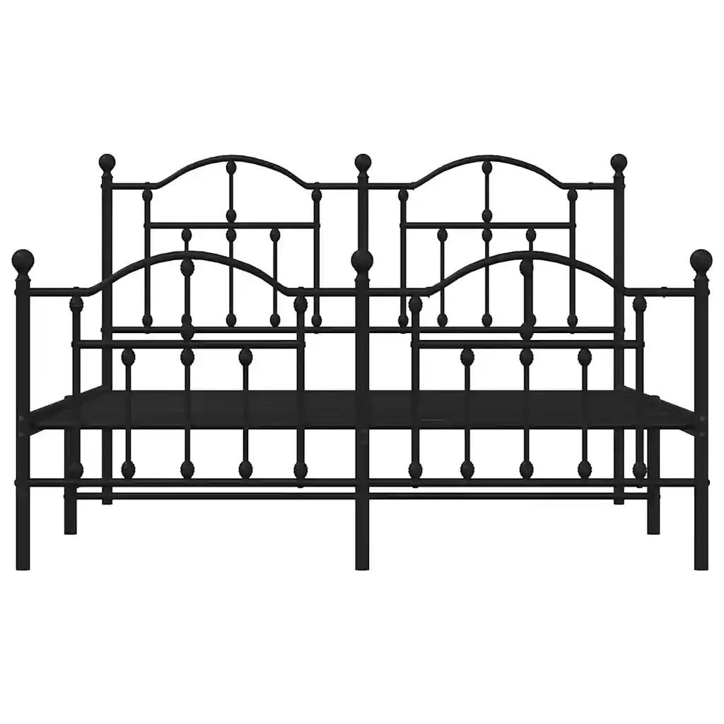 Giroletto con Testiera e Pediera Metallo Nero 150x200 cm 353459