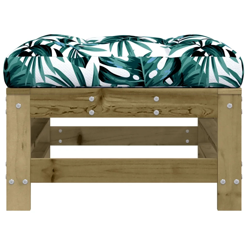 Sedia da giardino-Poggiapiedi da Giardino con Cuscino in Legno Impregnato di Pino 460260