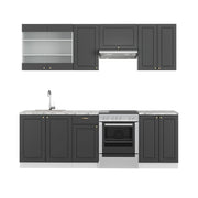 Cucina componibile Fame-Line Antracite-oro/Bianco 240 cm, PL Marmo Vicco