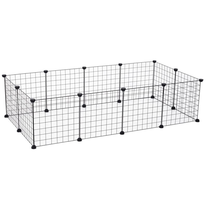 RECINTO MODULARE PER ANIMALI DOMESTICI NERO 12 MODULI 35X35CM