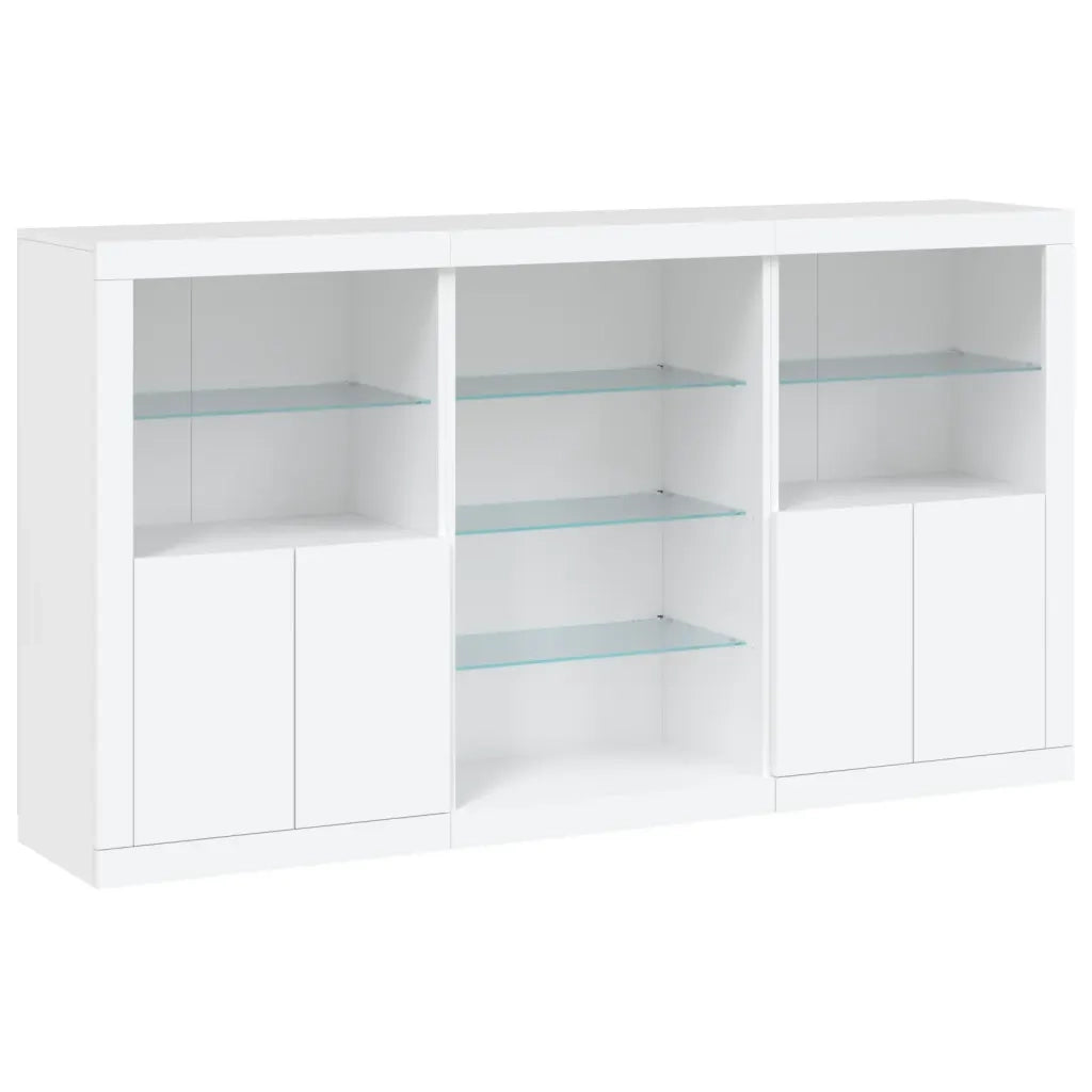 Credenza | Madia | Buffet da pranzo | Armadio da pranzo con Luci LED Bianca 181,5x37x100 cm