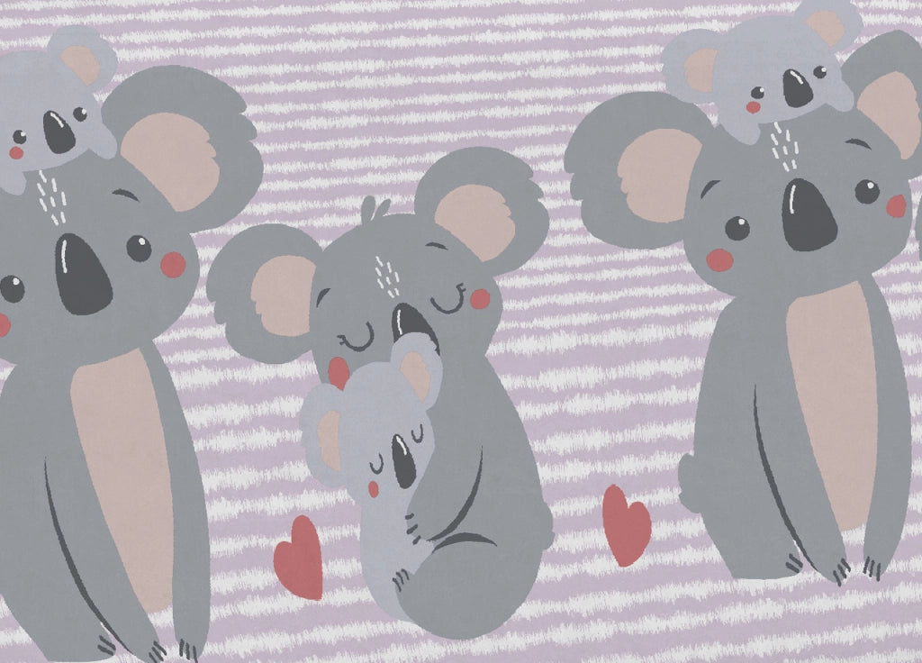 Telo Arredo Multiuso Linea Pensieri Delicati In Cotone Disegno Koala Family - Matrimoniale - Rosa