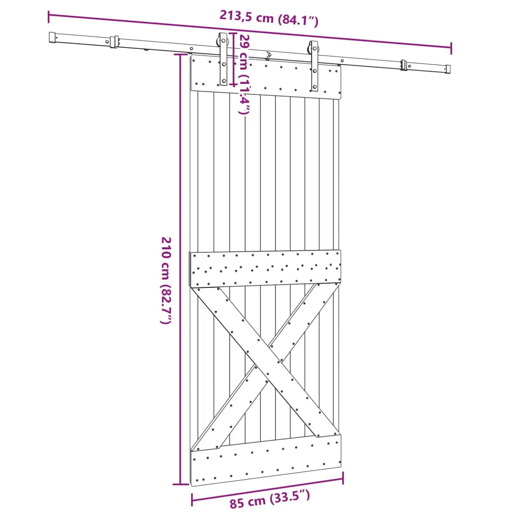 Porta scorrevole NARVIK Naturale e Nero 85 x 210 cm (213,5 cm) 3445355