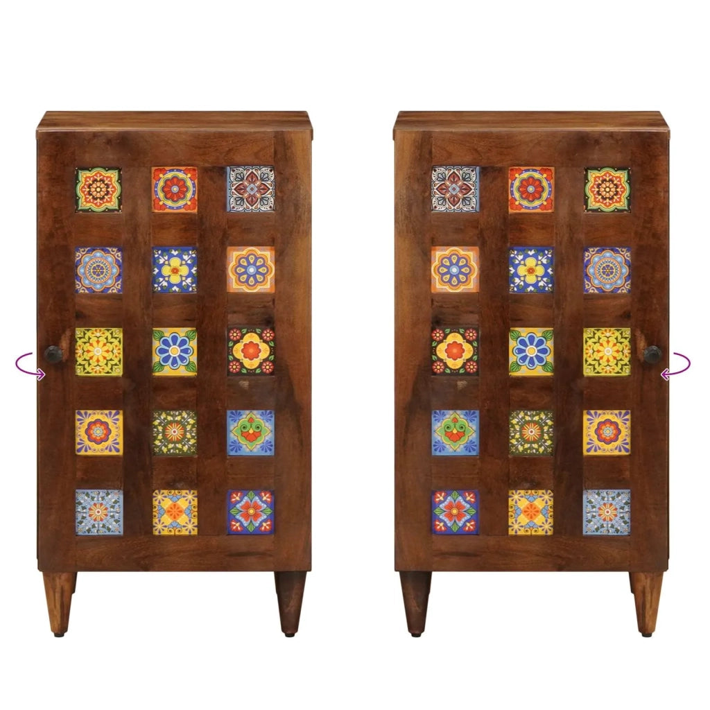 Credenza | Madia | Buffet da pranzo | Armadio da pranzo con porta Noce 40 x 33 x 75 cm Legno di mango massello