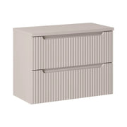 Set da bagno sospeso VANO cachemire opaco 80cm: mobile sotto lavabo con cassetti scanalati + piano per lavabo