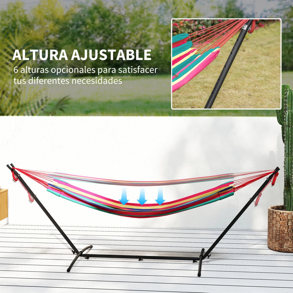 Amaca da Giardino con Supporto e Borsa ¨C zephmum ¨C 310x117 cm, Arancione e Rosso, Carga 120 kg
