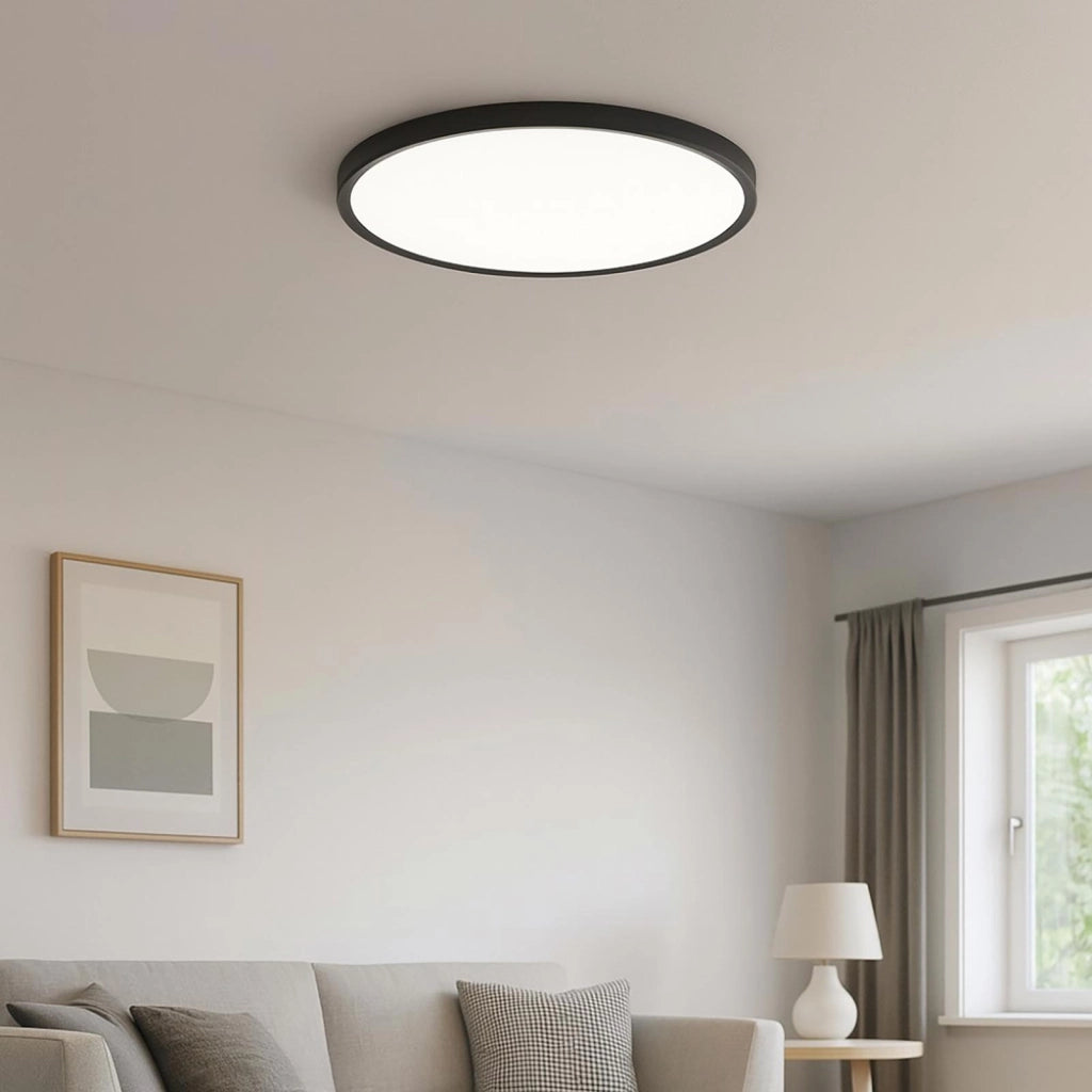 Plafoniera Design Slim LED 36W CCT IP40 Lampada Moderna Soffitto Luce Bagno Cucina Soggiorno Ufficio 48cm colore NERO