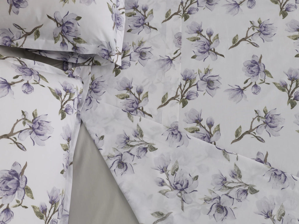 Saliro, set Completo Letto Matrimoniale in Percalle, Viola Lavanda
