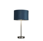 Lampada da tavolo Finn USB - Metallo nichel satinato e paralume in velluto verde acqua