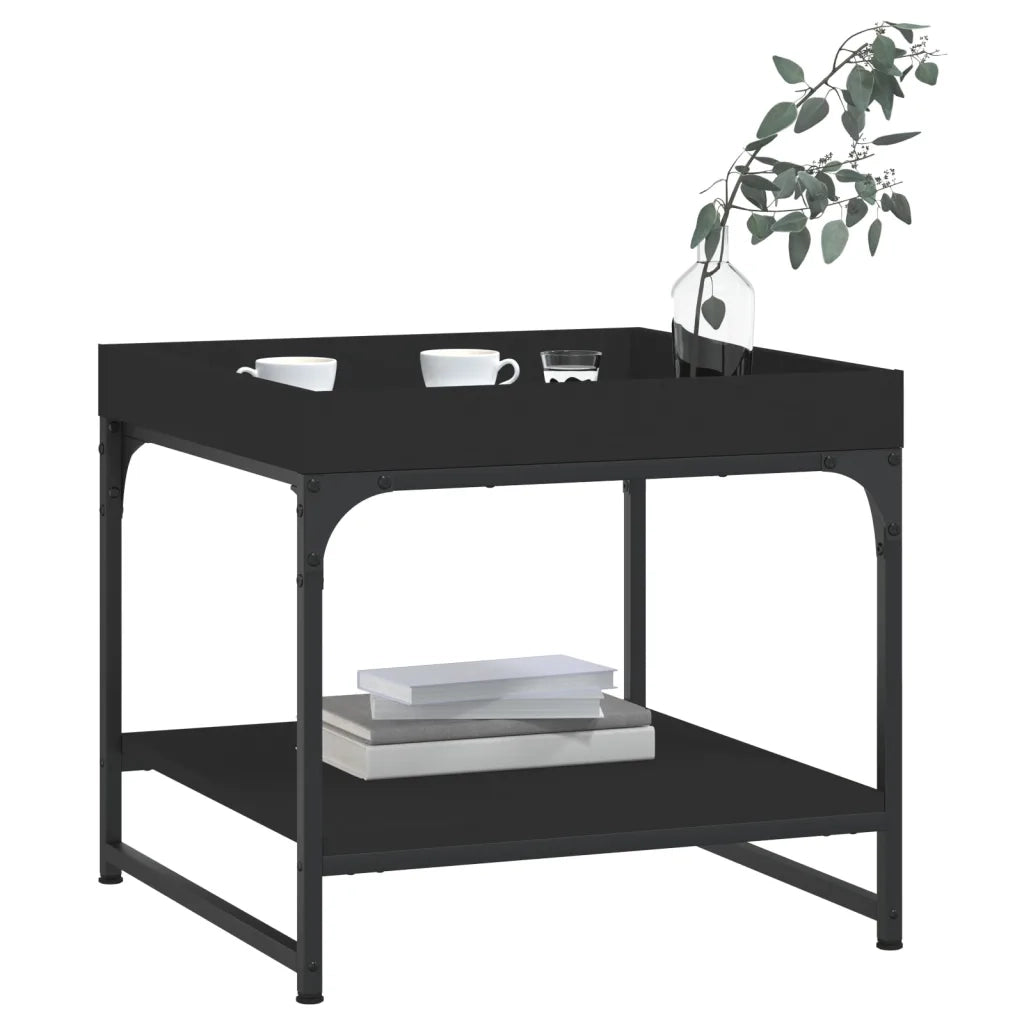 Tavolino da Salotto Nero 49,5x49,5x45 cm in Legno Multistrato 832808