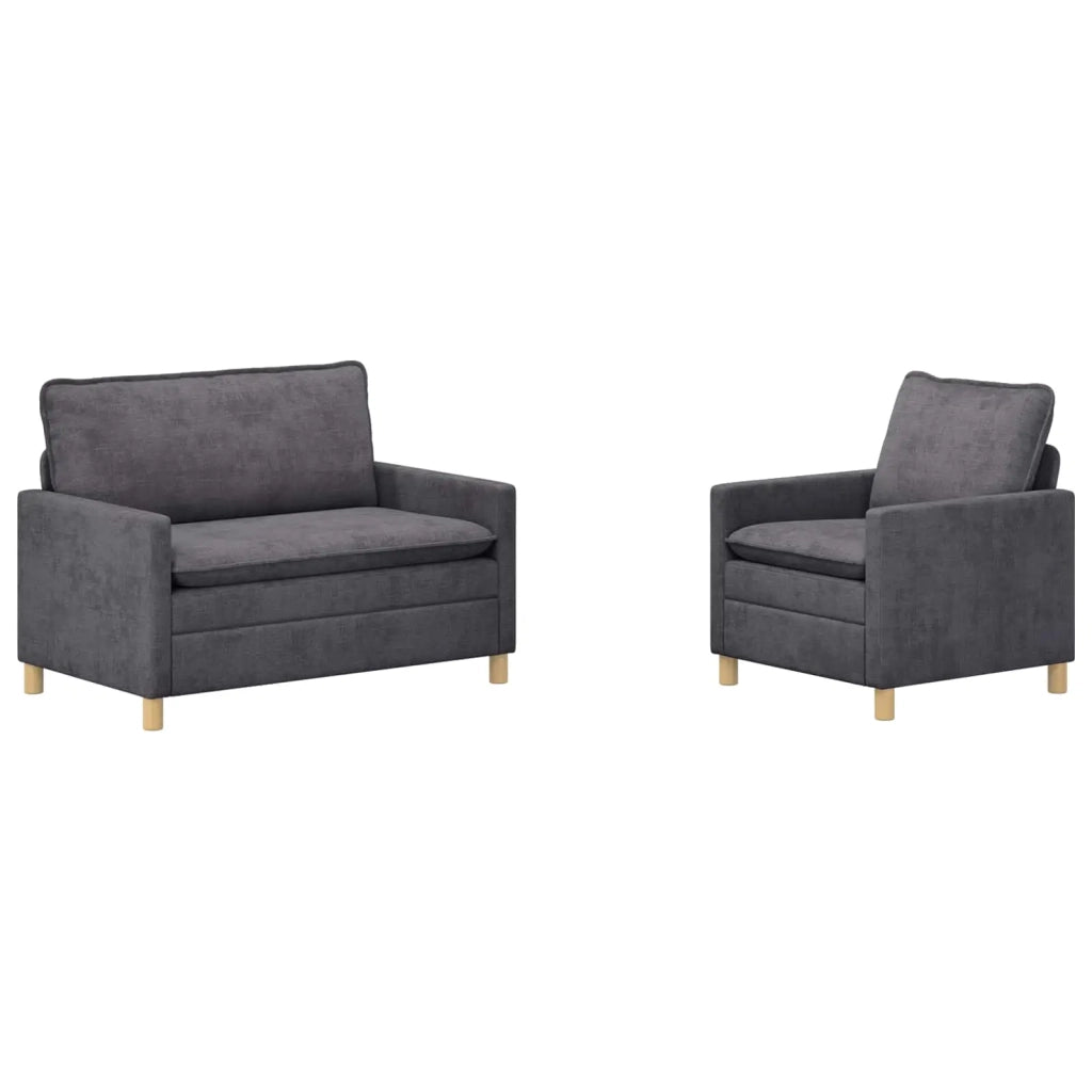 Set di divani 2 pcs Grigio Scuro Poliestere