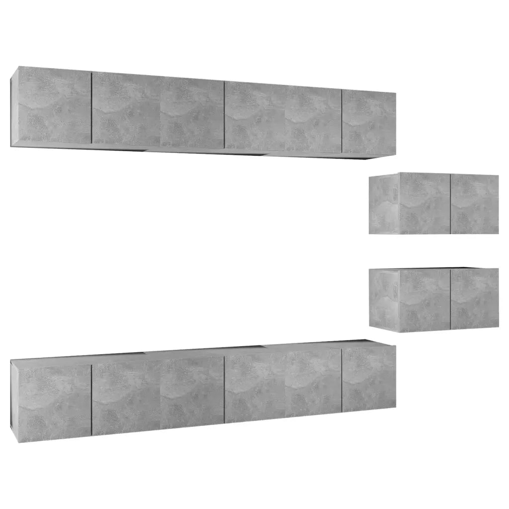 Mobili Porta TV 8 pz Grigio Cemento in Legno Multistrato 3079147