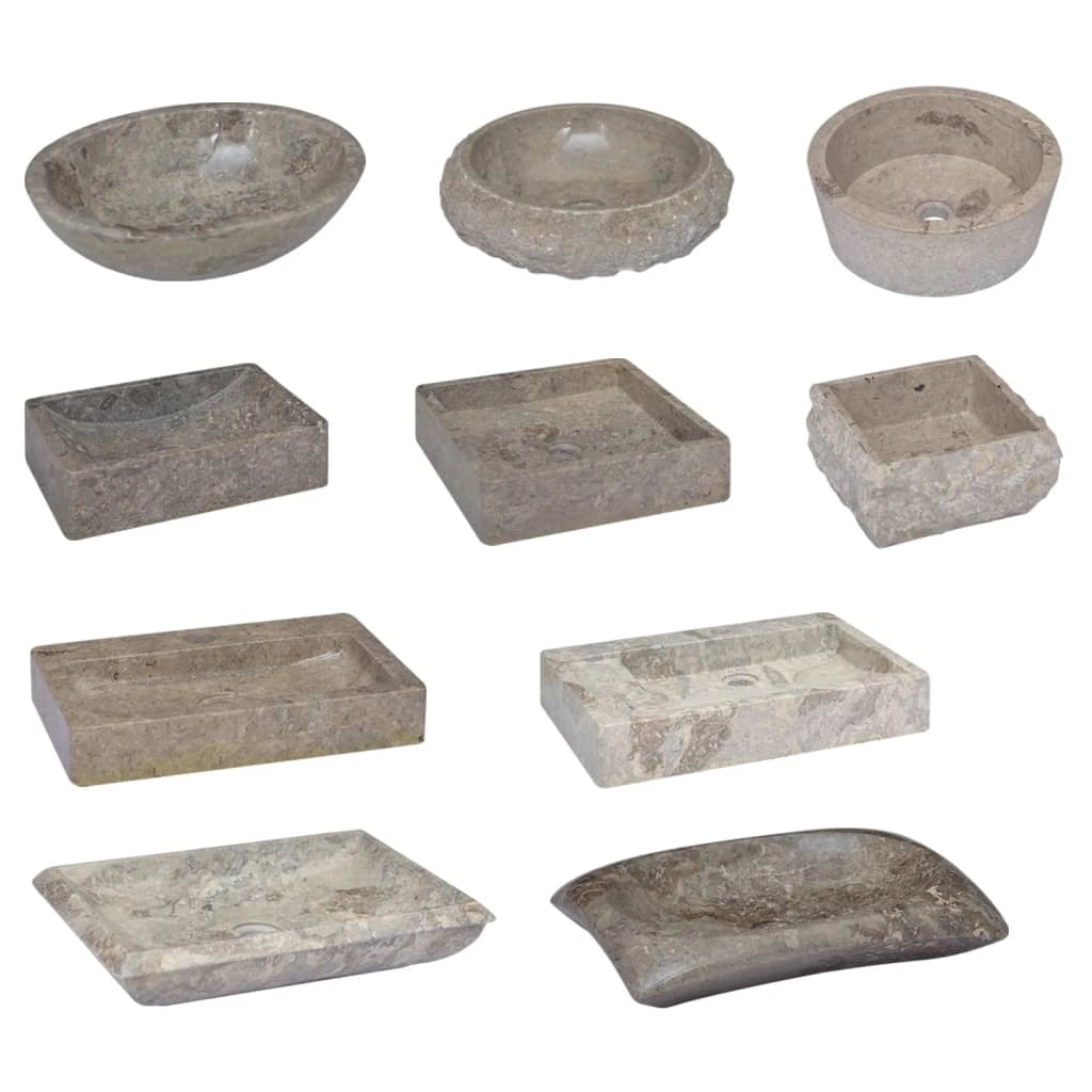 Lavandino da bagno lavabo da appoggio lavabo da WC lavabo da bagno lavabo da interno 50 x 35 cm marmo grigio 02_0002808