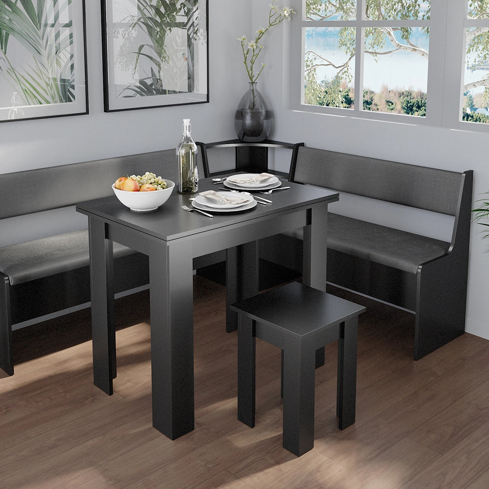 Vicco Gruppo panca ad angolo Nero 150 x 41.5 cm con tavolo
