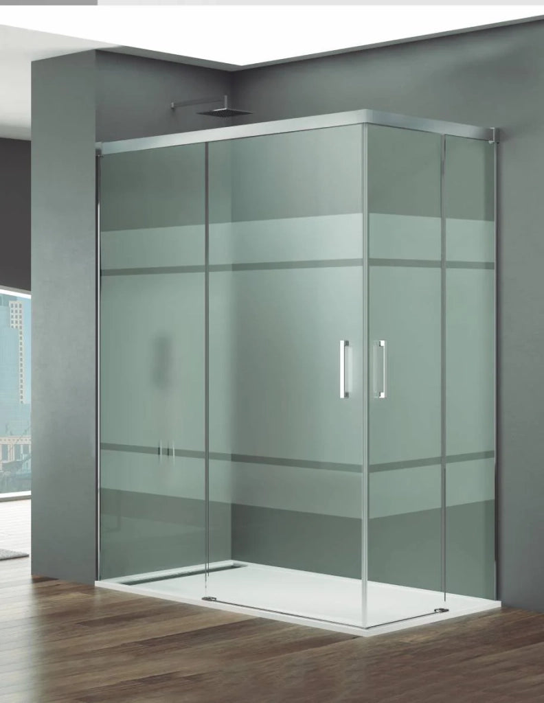Box doccia ingresso angolare 2+2 THALASSA (BASIC) 90x75 cm Cromo vetro serigrafato