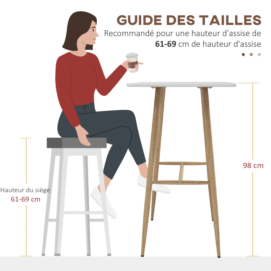 Tavolo da bar rettangolare 4 persone ¨C Zephmum ¨C Effetto legno bianco 118x58x98 cm