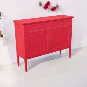 Credenza / Porta tv mod spillo Shabby chic rosso lampone con 2 ante