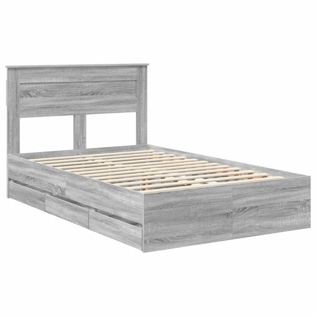 Struttura del letto con cassetto Grigio Sonoma 120 x 190 cm