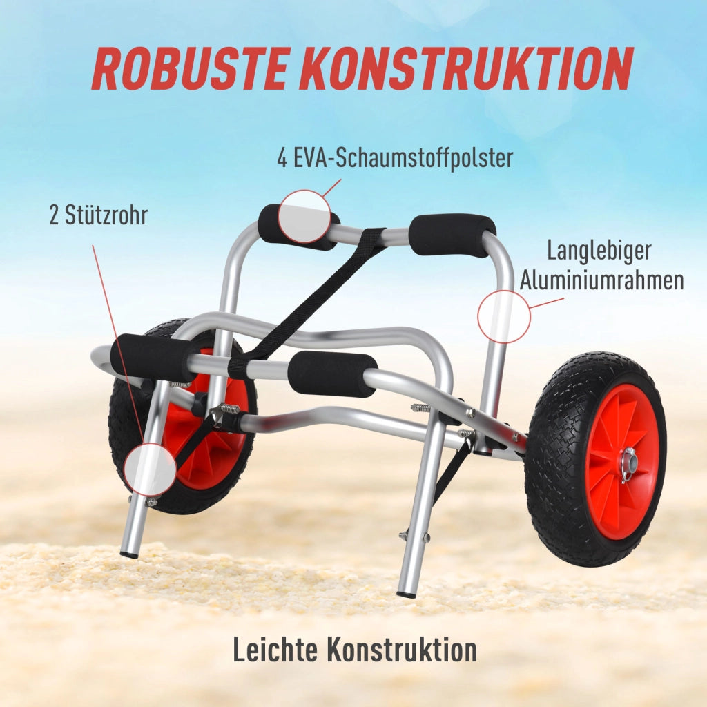 Carrello Pieghevole per Canoa Kayak Surf ¨C Xylo ¨C Alluminio Argento 75kg 68x44,5x40cm