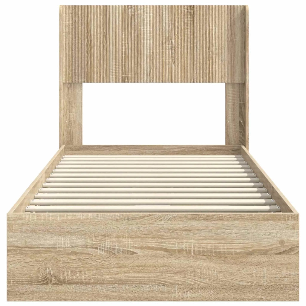 Struttura del letto con stoccaggio e testata Rovere Sonoma