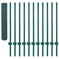 Rete per Recinzione con Pali in Acciaio 25x1 m Verde cod mxl 58277