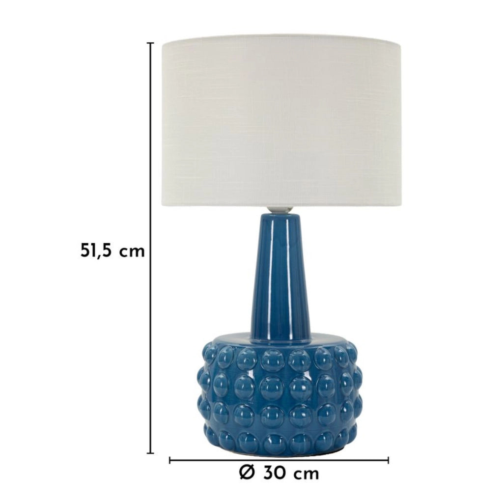 Lampada da tavolo Gress in ceramica blu e tessuto