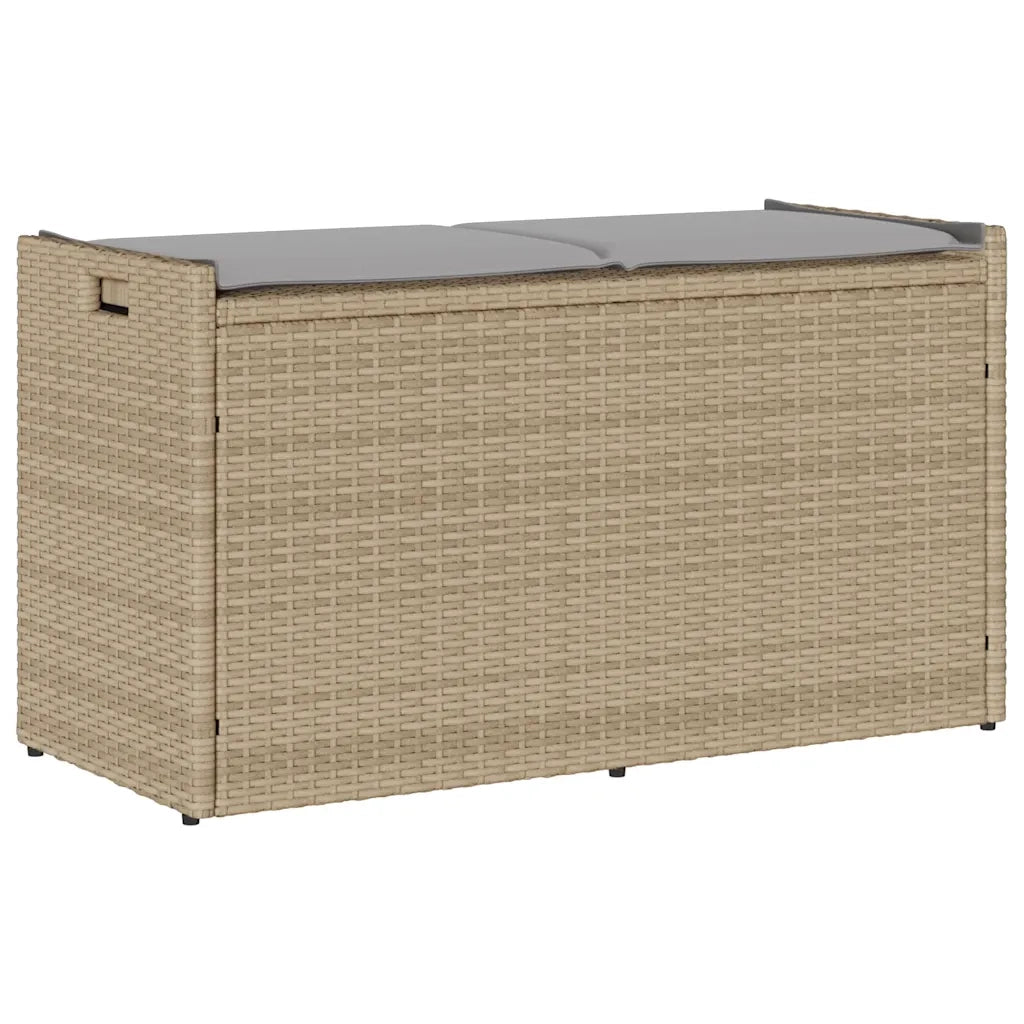 Cassapanca da Esterno con Cuscino Beige 100 cm in Polyrattan