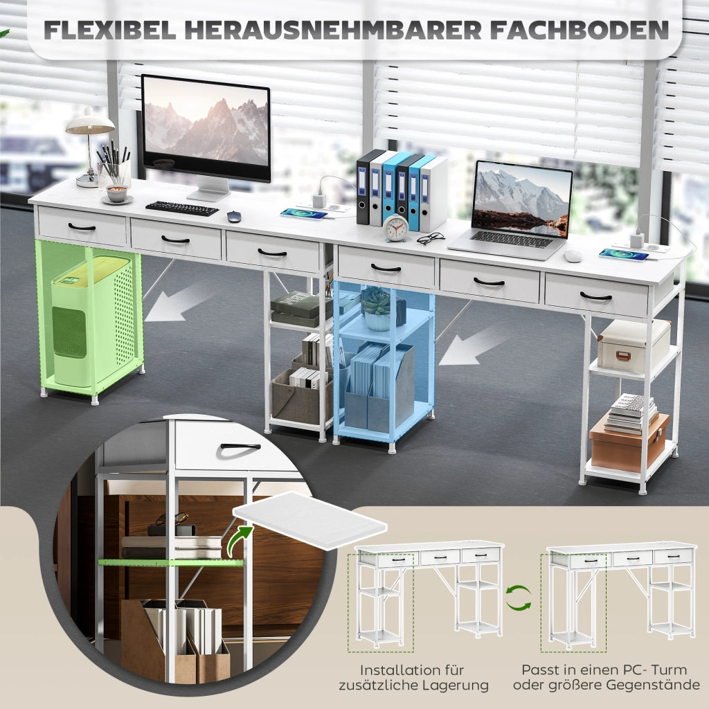Scrivania da ufficio con 2 USB e 2 prese ¨C zephmum ¨C bianco 120x40x76 cm