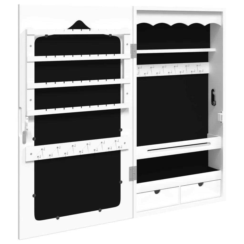 Armadio Portagioie con Specchio a Muro-Specchiera Portagioie Bianco 37,5x10x67 cm