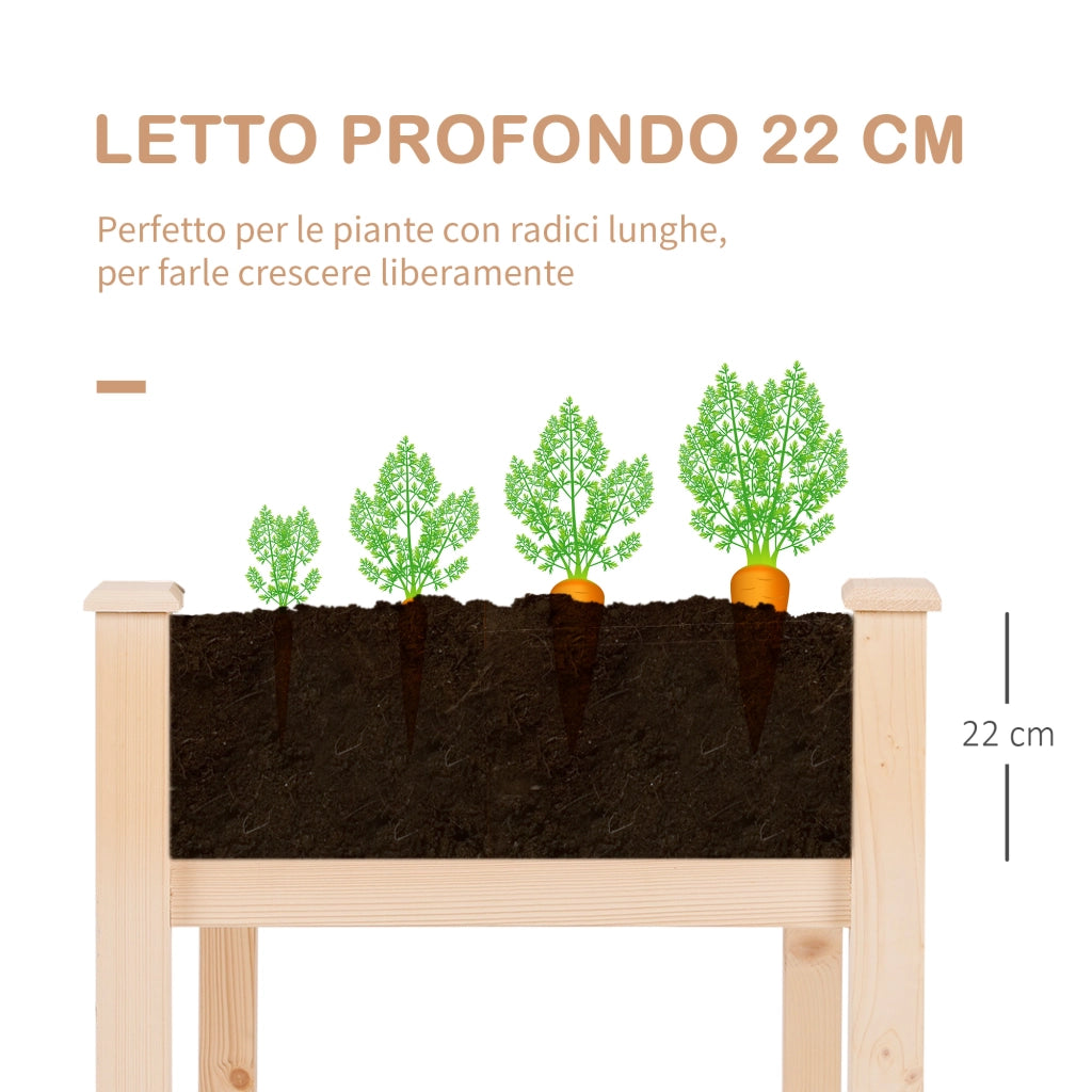 Letto Rialzato per Orto con Tessuto ¨C zephmum ¨C Legno 122.5x56.5x76cm
