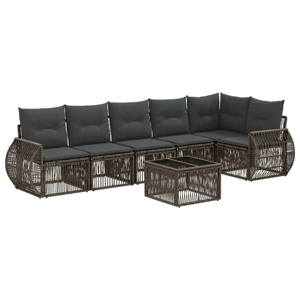 Set Divano da Giardino 7 pcs Grigio e Grigio Scuro polyrattan