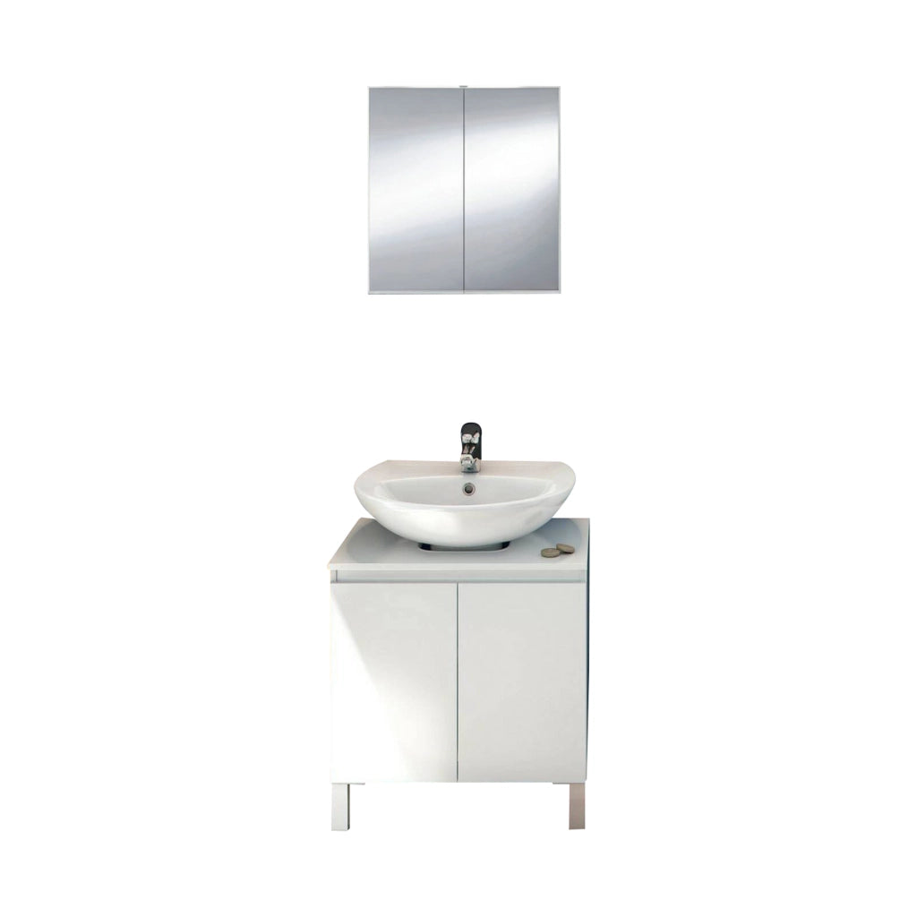 Vobbia, set Mobili Bagno Specchio Incluso, Bianco Lucido