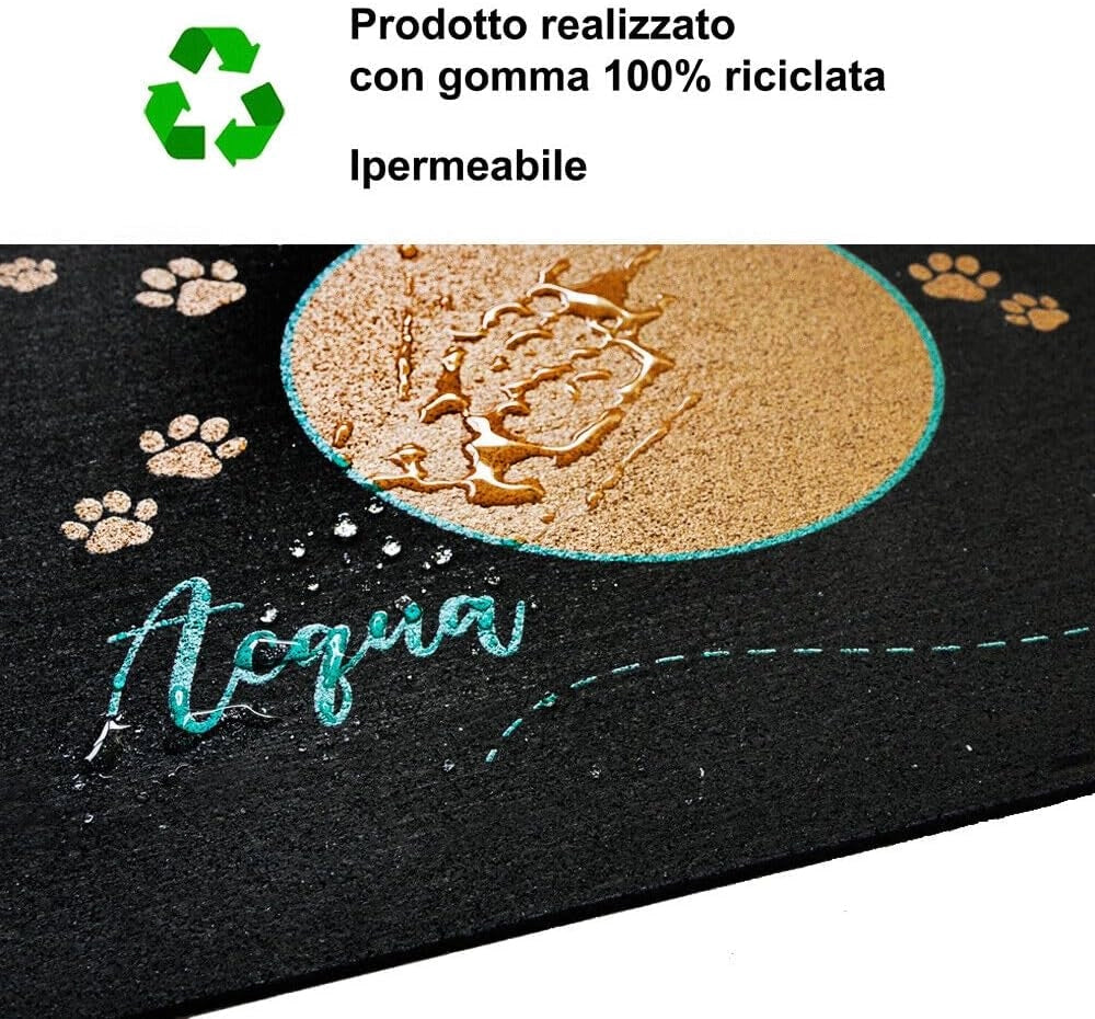 Coppia Tappetini SottoCiotola Gomma Sostenibile Antiscivolo 30x30 cm Cane Gatto Dis.B