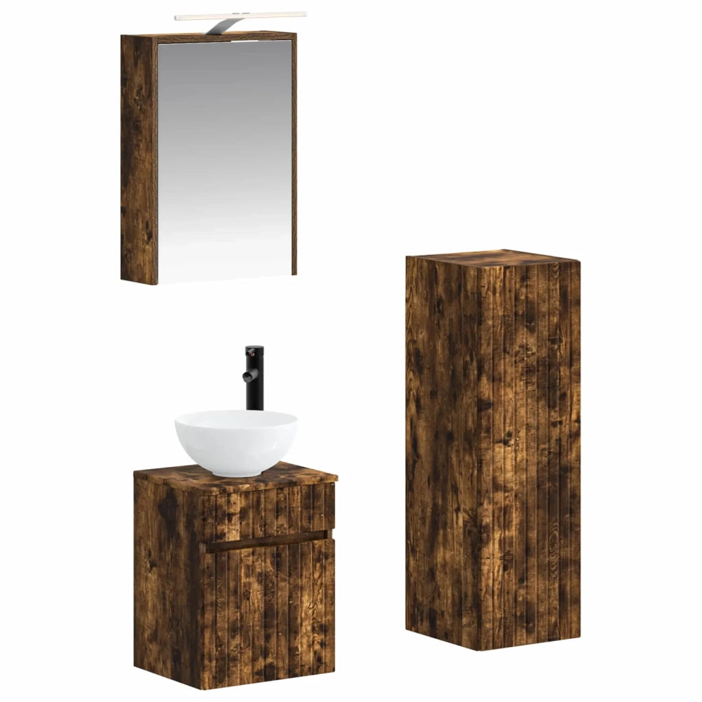 Set di mobili per il bagno 4 pcs Rovere Fumo 3407467