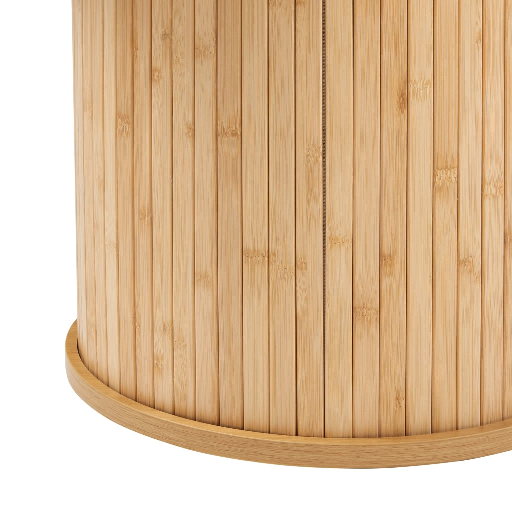 Tavolino da Caffè Rotondo Ledepid 45xØ60 cm con Piano Sporgente  - Naturale [en.casa]