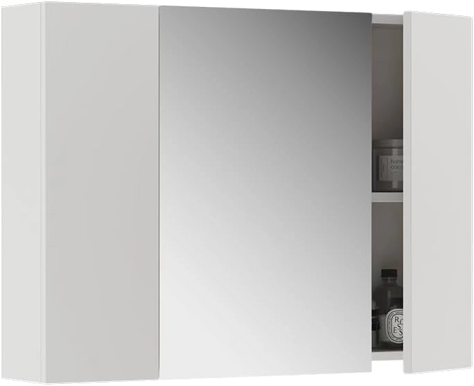 Specchio contenitore bagno Leopold, Bianco, 80 x 59.2 cm con ripiani