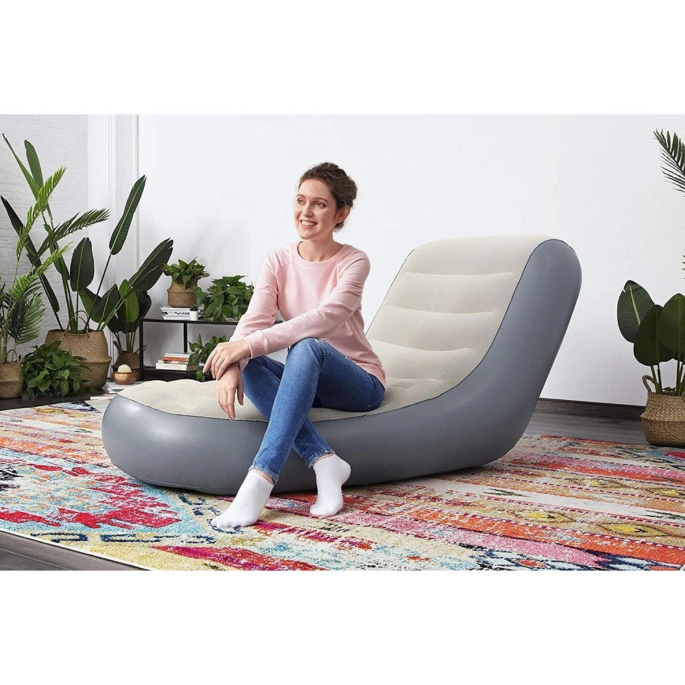 Trade Shop - Poltrona Gonfiabile Chaise Sport Lounger 165x84x79 Cm Superficie Floccata 75064 -