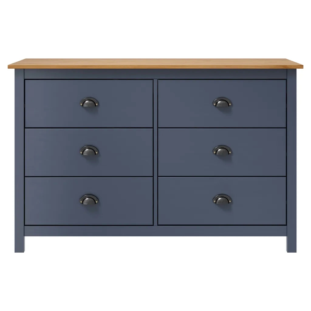 Credenza-Buffet-Armadio da cucina Hill Grigia 125x40x80 cm in Legno Massello di Pino