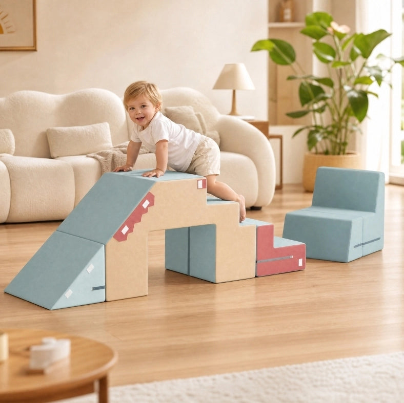 Set di moduli in schiuma ULEVR per arrampicarsi e gattonare, rivestimenti removibili lavabili, multicolore