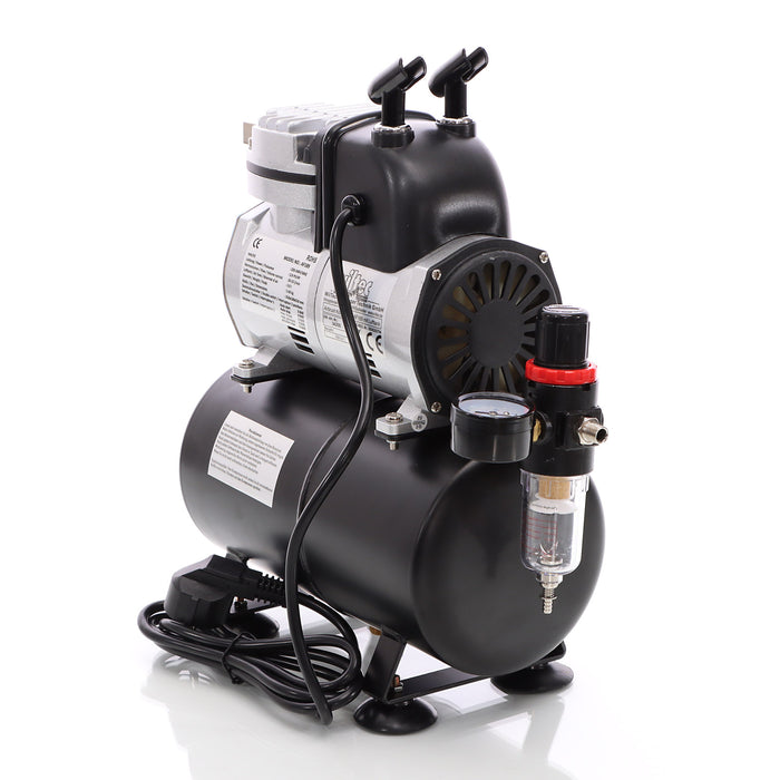 Compressore per aerografo AF189, monocilindro con serbatoio aria e pressione massima di 6 bar
