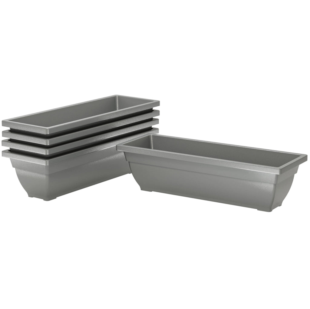 Set di 5 vasi da esterno impilabili in plastica grigio