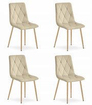 Sedia Valora TYRA in velluto beige chiaro con gambe color legno x4